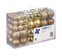 Relaxdays Christmas Baubles Set of 100, Festive Ornaments, Matt, Shiny, Glitter,