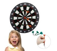 Relaxdays Cible de Fléchettes 42 cm enfant Jeu de fléchettes socle avec 6 fléchettes noir-blanc