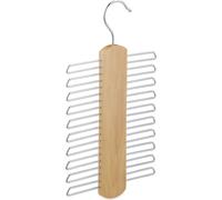 Relaxdays Cintres Cravates, Rangement de 20 Cravates, Support Cravates Armoire, Crochet pivote à 360°, en Bois, Nature