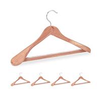 Relaxdays Cintre Costume Bois de cèdre, Lot de 30, Cintre Traverse Pantalon, Anti-Mites, épaule Large, 45 cm, Nature