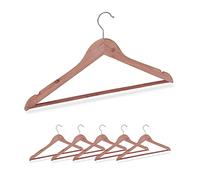 Relaxdays Cintre en Bois de cèdre, Set de 6 cintres, Traverse Pantalon, encoches, élégant, Anti Mites, L:44 cm, Nature