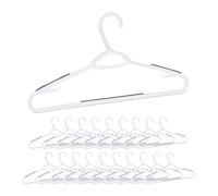 Relaxdays Cintre en Plastique Bandes antidérapantes Set de 20 Encoche Traverse Porte-Cravate, Blanc