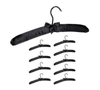 Relaxdays 10026615_1064 Satin, Set de 10, Cintre rembourré Doux pour Vestes, Crochet Rotatif 360°, 38 cm, Noeud, Noir, Bois, métal