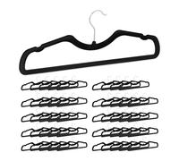 Relaxdays Cintre en Velours Set 50, Cintre à Costume Traverse Pantalon, antidérapant, Encoche, Crochet, Noir