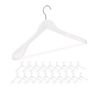 Relaxdays Cintre épaule Large, Set de 20, Cintre en Bois, Vestes, Costumes, Crochet 360°C, Blanc