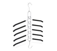 Relaxdays Cintre Gain de Place à 5 Niveaux rembourrés, antidérapant, Horizontal et Vertical, Noir/Argent