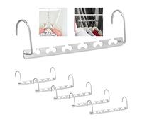 Relaxdays Cintre Magique, Lot de 18, Horizontal & Vertical, pour Un Gain de Place, 26 cm, Organisateur en métal, argenté