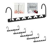 Relaxdays Cintre Magique, Lot de 24, Horizontal, Vertical, pour Un Gain de Place, 26 cm, Organisateur en métal, Noir