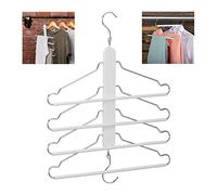 Relaxdays Cintre Multiple, 4 x avec Traverse pour Pantalon, Bois, métal, Porte-Chemises, Peu encombrant, Armoire, Blanc