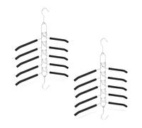 Relaxdays Cintre Multiple, Lot de 2, 5 en 1, Horizontal et Vertical, antidérapant, Gain de Place, Noir/argenté