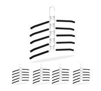 Relaxdays Cintre Multiple, Lot de 5, 5 en 1, Horizontal et Vertical, Gain de Place, antidérapant, Noir/argenté