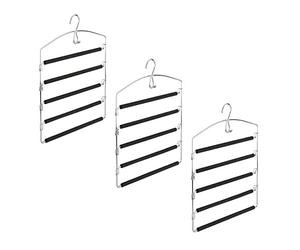 Relaxdays Cintre multiple métal peu encombrant rembourré pour robes pantalons HxlxP: 44,5x37x2,7cm lot de 3, argent/noir