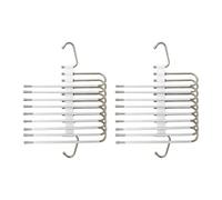 Relaxdays Cintre Multiple pour Pantalons, Lot de 2, Porte-Pantalons 9 Bras, antidérapant, métal, Argent/Blanc