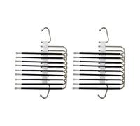 Relaxdays Cintre Multiple pour Pantalons, Lot de 2, Porte-Pantalons 9 Bras, antidérapant, métal, Argent/Noir