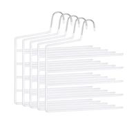 Relaxdays Cintre Multiple pour Pantalons, Lot de 5, 5 Barres, antidérapant, Gain de Place, H x L : 35 x 32 cm, Blanc
