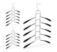 Relaxdays Cintre Multiples, Set 3, Cintre Multifonction, Gain Place, Robe Chemise, 5 Support Amovible antidérapant, Noir