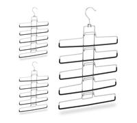 Relaxdays Cintre Multiples Set 3, Multifonctions, Gain Place, 15 Pantalons Jupes Support Amovible, 52x33,5x2 cm, Argent