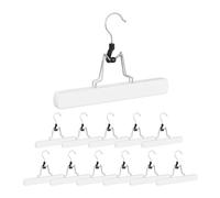 Relaxdays Cintre Pince à Pantalons Bois, Lot de 24, Jupe Pantalon, Crochet 360°, Feutre HxlxP: 17 x 25 x 2,3 cm, Blanc