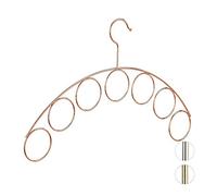 Relaxdays Cintre Porte-écharpes, Lot de 3, Porte-Foulards, Rangement Ceintures, Support Cravates, 7 Anneaux, métal, 3 mm, cuivré