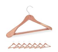 Relaxdays Cintres à Costumes, Lot de 8, Bois de cèdre, antimite, pour Armoire, épaules Larges, Barre à Pantalon, Nature