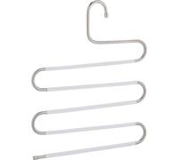 Relaxdays Cintre pour Pantalon, Lot de 4, Forme Un S, 5 Barres, antidérapant, Peu encombrant, argenté et Blanc