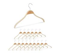 Relaxdays Cintres en Bois, Lot de 16, L : 42 cm, rainures antidérapantes, Crochet pivotant, cintres Stables, Nature