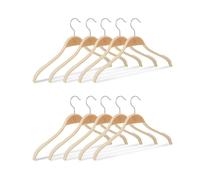 Relaxdays 10024653_126 Cintres en bois set de 10 chemise costume antidérapant encoche gomme crochet 360°, nature, Naturel, 23 x 40 x 1,3 cm