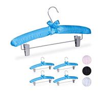 Relaxdays Cintres en Satin, Lot de 10, rembourrés, Vintage, Pinces déplaçables, Crochets pivotants, 38 cm de Large, Bleu