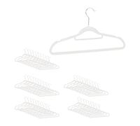 Relaxdays Cintres en set, Cintre pantalon, Chemise jupe, Porte-cravate, Cintre velours, Crochet rotatif, set 50, blanc