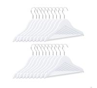 Relaxdays Cintres enfants bois set de 20 cintres bois crochet pivotant 360° bébé enfant HxlxP: 18 x 30,5 x 0,5 cm, blanc