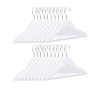 Relaxdays Cintres enfants en bois set de 20 cintres en bois vêtements bébé enfant blanc HxlxP: 18 x 30,5 x 0,5 cm, blanc