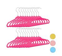 Relaxdays Cintres enfants en plastique 20 antidérapant vêtements bébé enfant velours HxlxP: 18 x 28 x 0,5 cm, rose