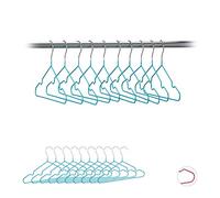 Relaxdays Cintres Enfants, Lot de 60, cintres bébé, t-Shirts, Chemises, en Fer, revêtement PVC, encoches, 30 cm, Turquoise