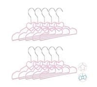 Relaxdays Cintres Enfants, Set de 20, cintres bébé, décoratifs, Chemises, t-Shirts, Motif cœur, 30 cm, métal et PVC, Rose