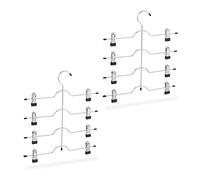 Relaxdays Cintres Multiples à Clips, Lot de 6, Pantalons, Jupes Gain de Place, Cintre métal antidérapant, argenté