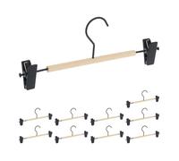 Relaxdays Cintres pinces en lot de 10 clips réglables jupes et pantalons HLP : 11 5 x 30 5 x 3 cm noir/nature