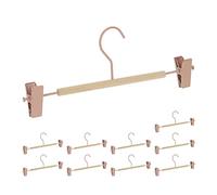 relaxdays Cintres Pinces, Lot de 10, 2 Pinces, Clips pour Pantalons et Jupes, HxLxP: 11,5 x 30,5 x 3 cm, Rose/Nature