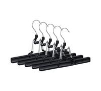 Relaxdays Cintres-Pinces, Lot de 15, pour Pantalons et Jupes métal Caoutchouc Pinces Crochet Rotatif 360° 26 cm, Noir