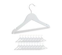 Relaxdays Cintres pour Enfants, Lot de 20 pièces, en Bois, Crochet pivotant, entretoise & encoches, Blanc