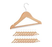 Relaxdays Cintres pour Enfants, Lot de 20 pièces, en Bois, Crochet pivotant, entretoise & encoches, Nature