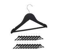 Relaxdays Cintres pour Enfants, Lot de 20 pièces, en Bois, Crochet pivotant, entretoise & encoches, Noir, 19x30,5x1 cm