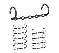 Relaxdays Cintres Set de 10 Gain de Place Crochet Organiseur penderie Cintre Magique, Vertical & Horizontal, 37 cm, Noir