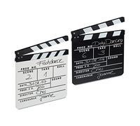 Relaxdays Clap de cinéma, Lot de 2, Hollywood, Film, clapet, Couper Les scènes, Inscription, HxlxP: 26 x 30 cm, Noir/Blanc