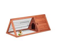 Relaxdays Clapier à lapin, maison, enclos, 2 portes, HLP : env. 41x110x49 cm, petite cage rongeurs, bois, métal, nature