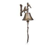 Relaxdays Cloche avec Petits Oiseaux, Corde, pour Jardin, HxLxP : 20 x 10 x 13 cm, décoration Murale, Vintage, Bronze