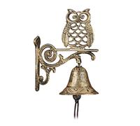 Relaxdays Cloche Sonnette Murale Fonte Chouette Hibou Clochette Porte Seuil Jardin Multicolore
