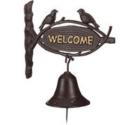 relaxdays Cloche de porte en fonte WELCOME