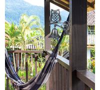 Relaxdays Cloche Sonnette Murale Fonte Chouette Hibou Clochette Porte Seuil Jardin Multicolore