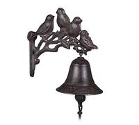 Relaxdays Clochette de Porte en Fonte, lot 2, Motif Oiseau, Antique, Style Maison de Campagne; Cloche Murale; décoration, Brun
