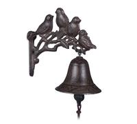 Relaxdays Clochette de porte oiseaux fonte de fer